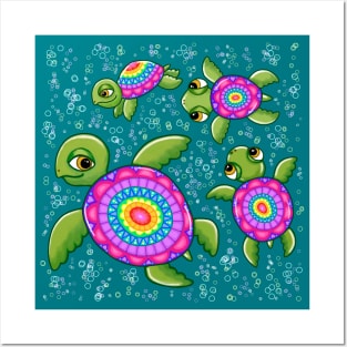 Turtles and Bubbles Posters and Art